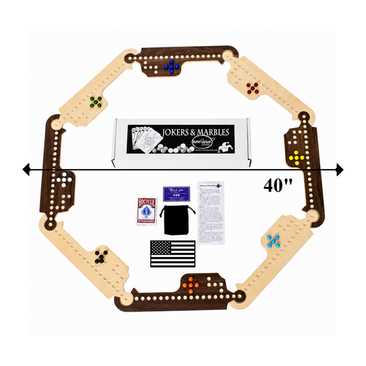 Juego de mesa Jokers &amp; Marbles, para 4 a 8 jugadores, juego de mesa, diversión familiar, madera maciza, fabricado en EE. UU.