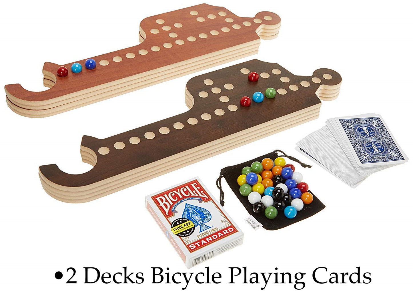 Jokers & Marbles Solid Wood Board Game, 4-8 Player - Pegs and Jokers