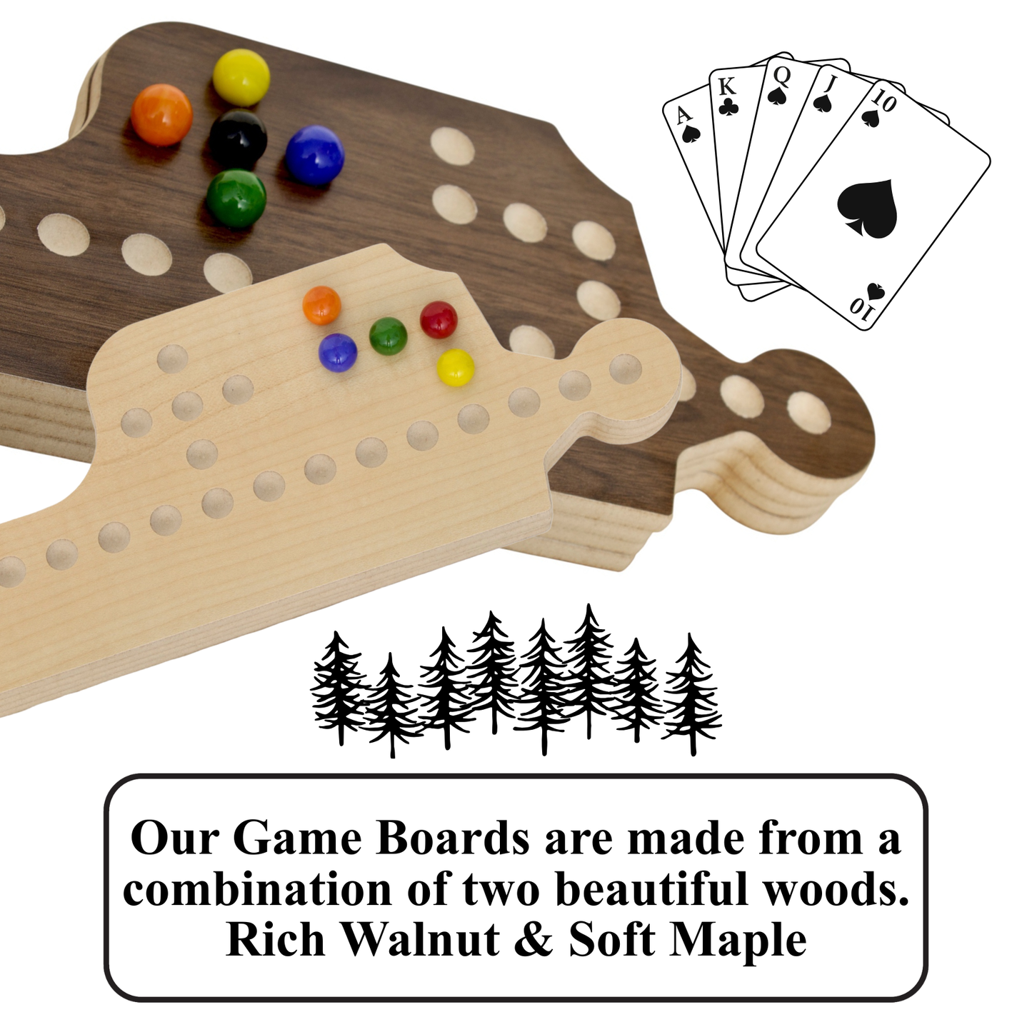 Jokers & Marbles Solid Wood Board Game, 4-8 Player - Pegs and Jokers