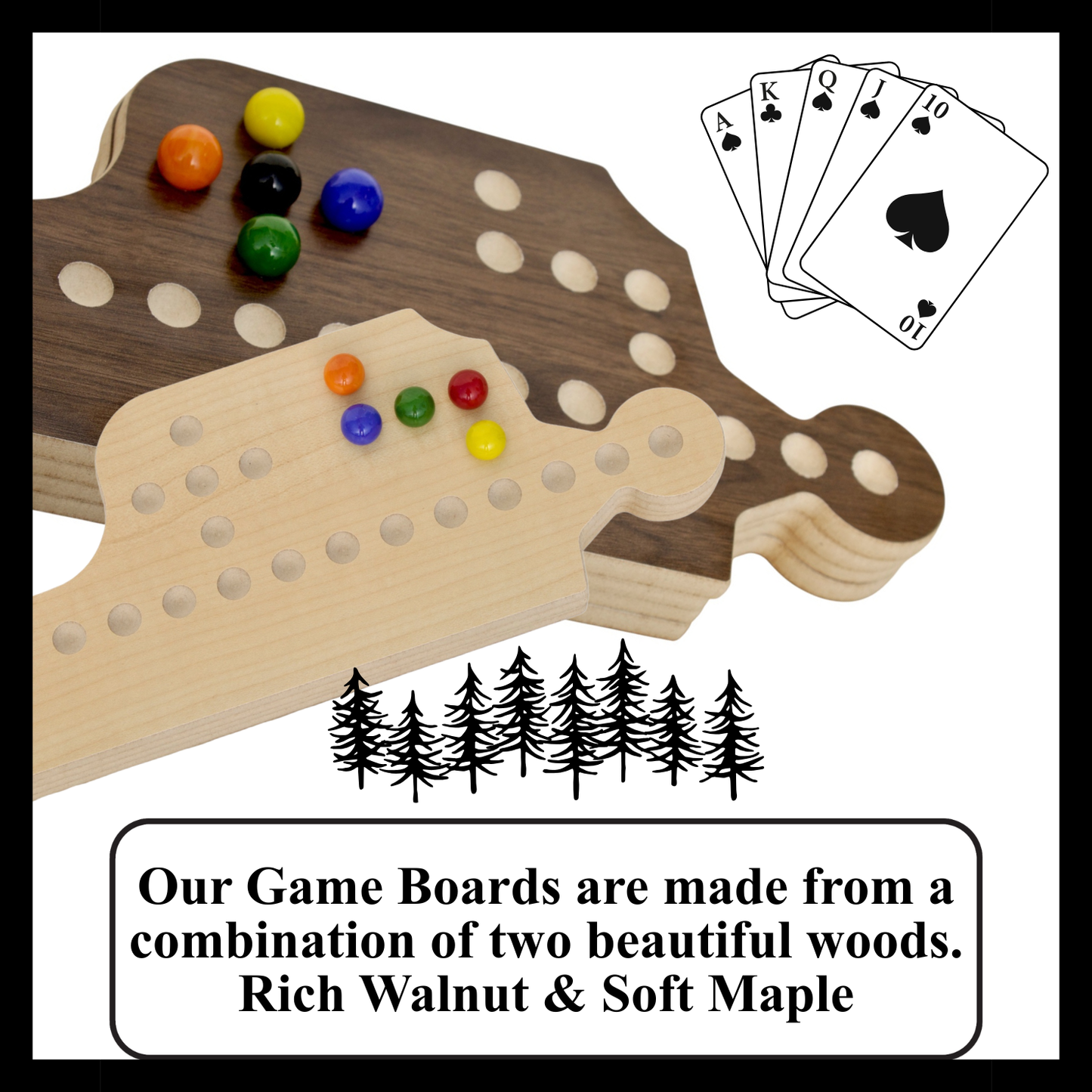 Jokers & Marbles Solid Wood Board Game, 4-8 Player - Pegs and Jokers