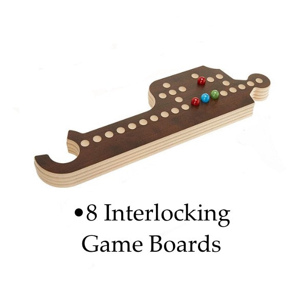 Jokers & Marbles Solid Wood Board Game, 4-8 Player - Pegs and Jokers